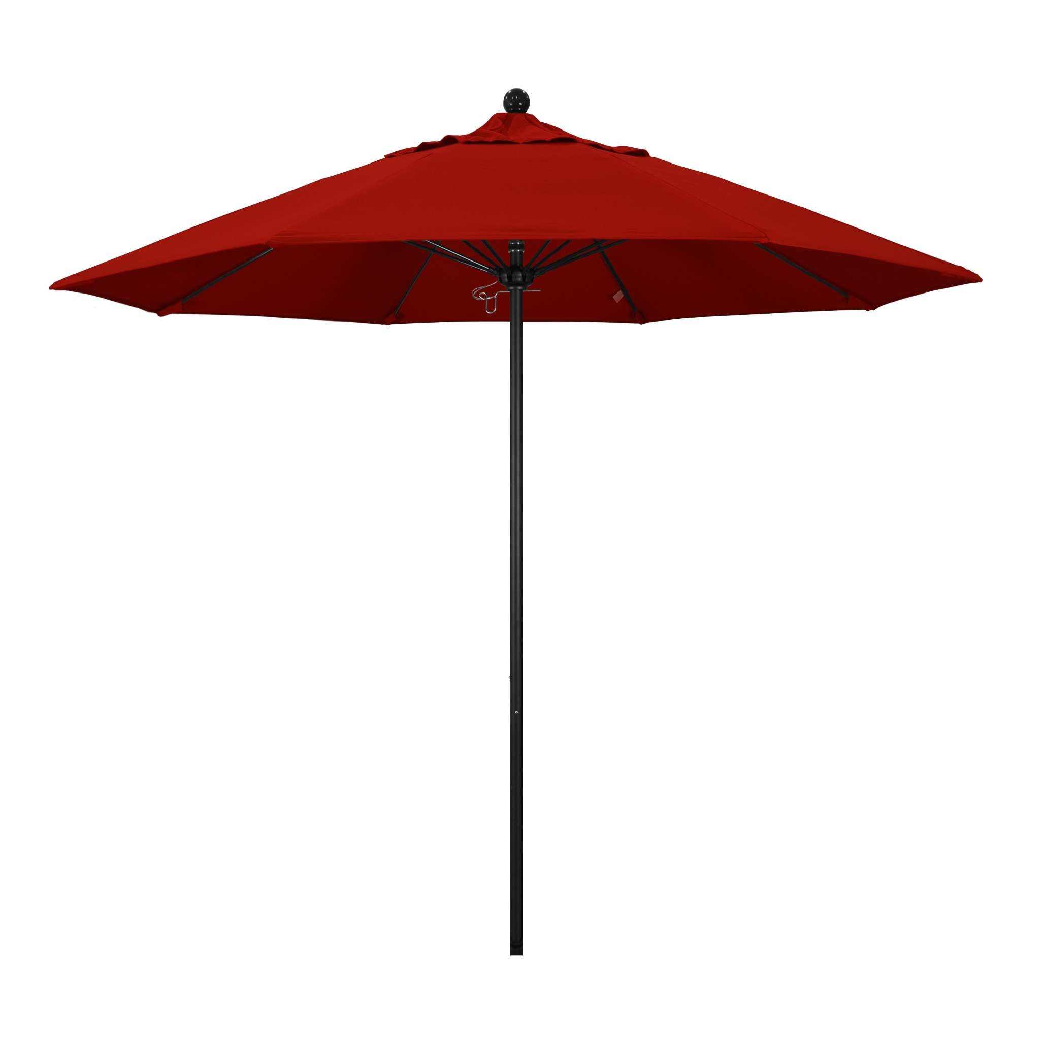 California Umbrellas Jockey Red 9' Patio Umbrella Black Pole, Sunbrella Canopy CAL-ALTO908302-5403