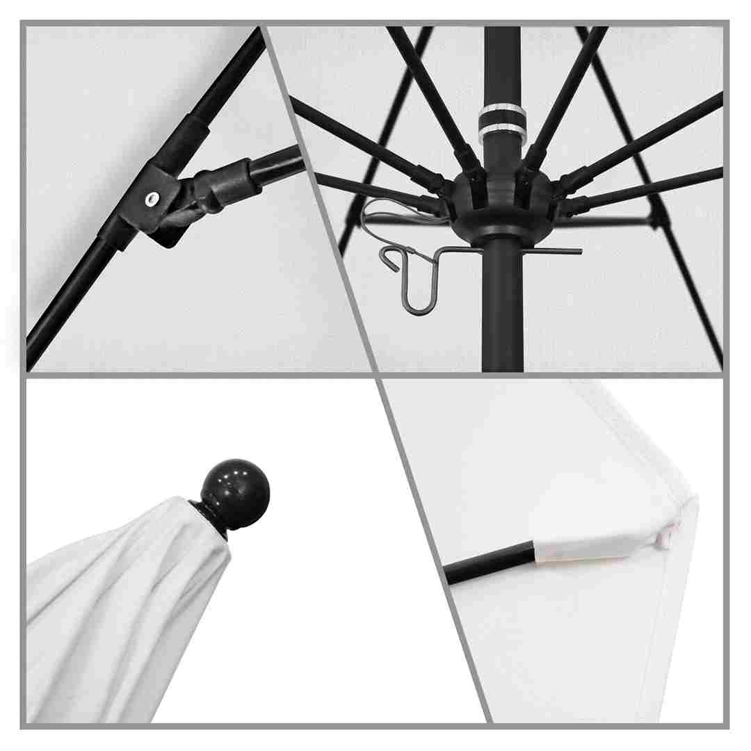 California Umbrellas Natural 9' Patio Umbrella Black Pole, Sunbrella Canopy CAL-ALTO908302-5404