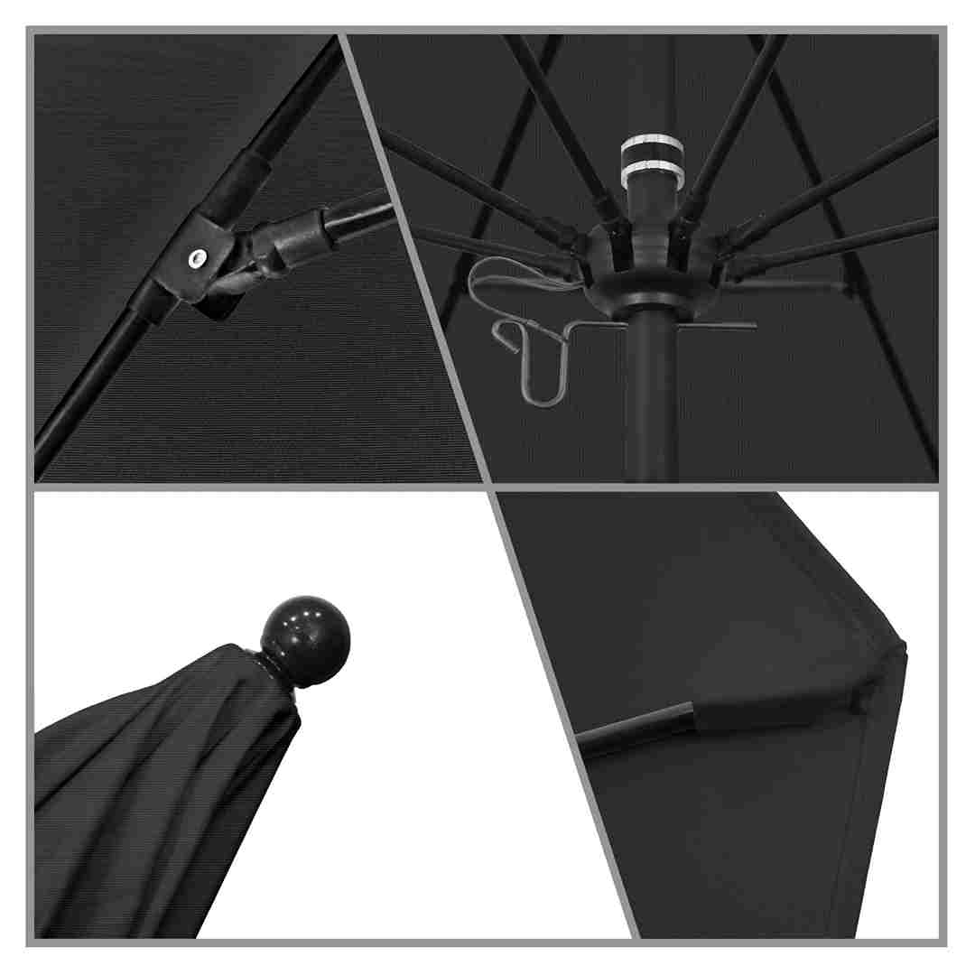 California Umbrellas Black 9' Patio Umbrella Black Pole, Sunbrella Canopy CAL-ALTO908302-5408
