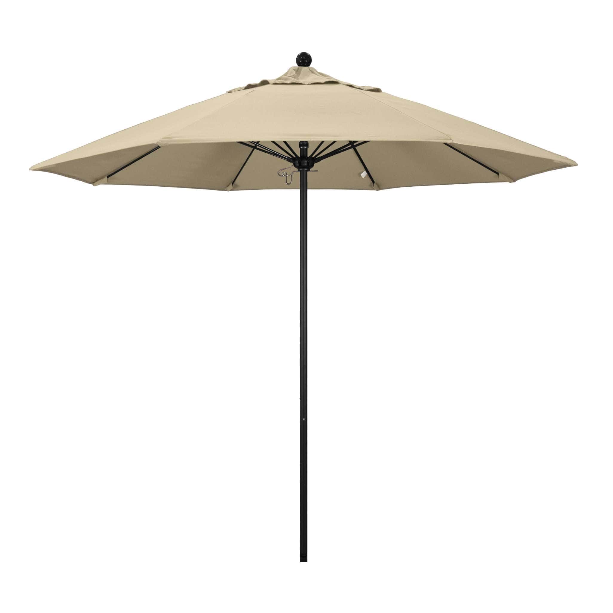 California Umbrellas Antique Beige 9' Patio Umbrella Black Pole, Sunbrella Canopy CAL-ALTO908302-5422