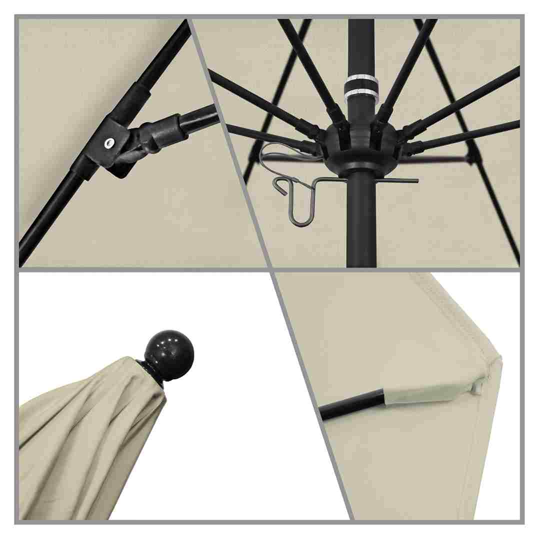 California Umbrellas Antique Beige 9' Patio Umbrella Black Pole, Sunbrella Canopy CAL-ALTO908302-5422