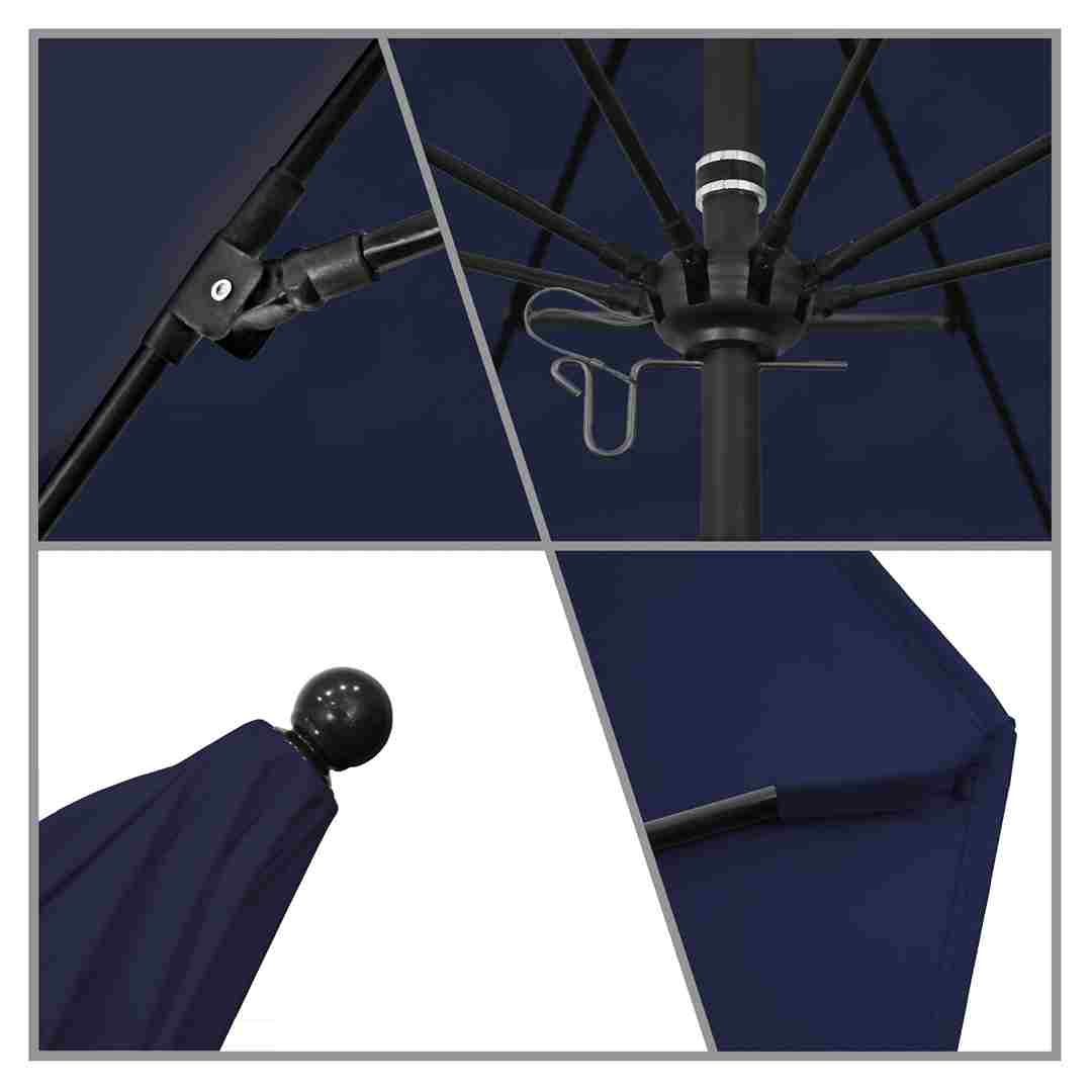 California Umbrellas Navy Blue 9' Patio Umbrella Black Pole, Sunbrella Canopy CAL-ALTO908302-5439