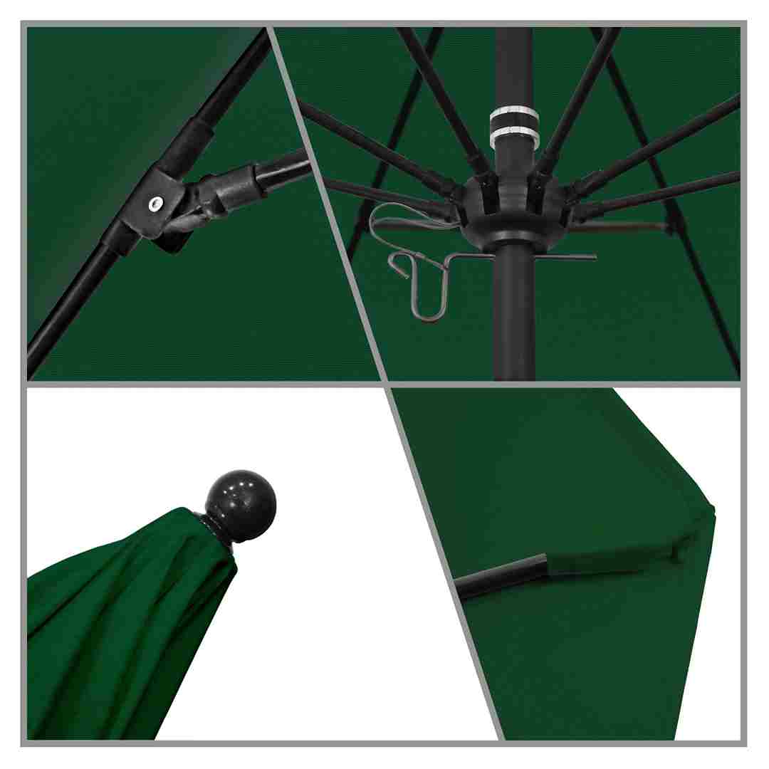 California Umbrellas Forest Green 9' Patio Umbrella Black Pole, Sunbrella Canopy CAL-ALTO908302-5446