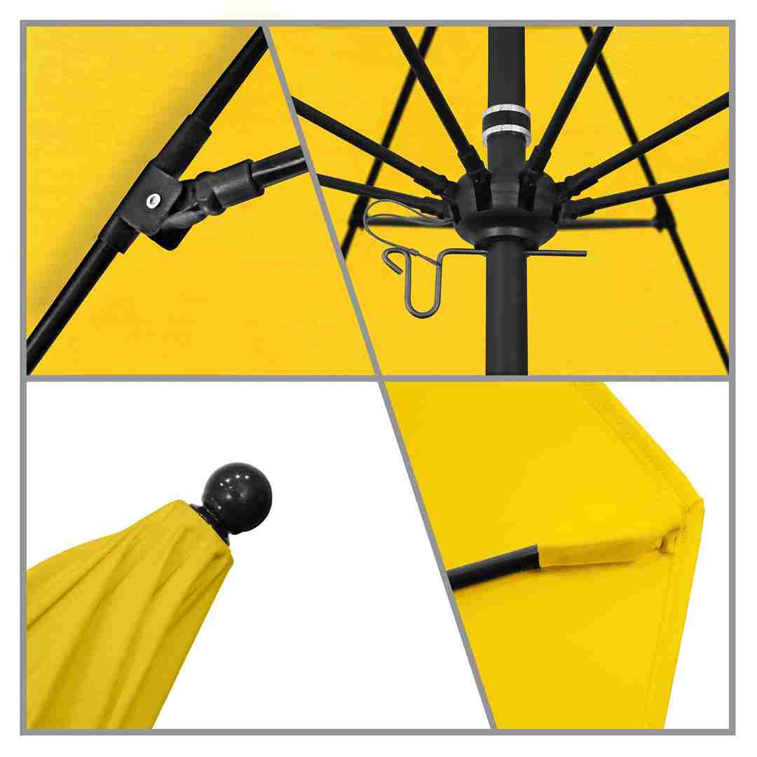 California Umbrellas Sunflower Yellow 9' Patio Umbrella Black Pole, Sunbrella Canopy CAL-ALTO908302-5457
