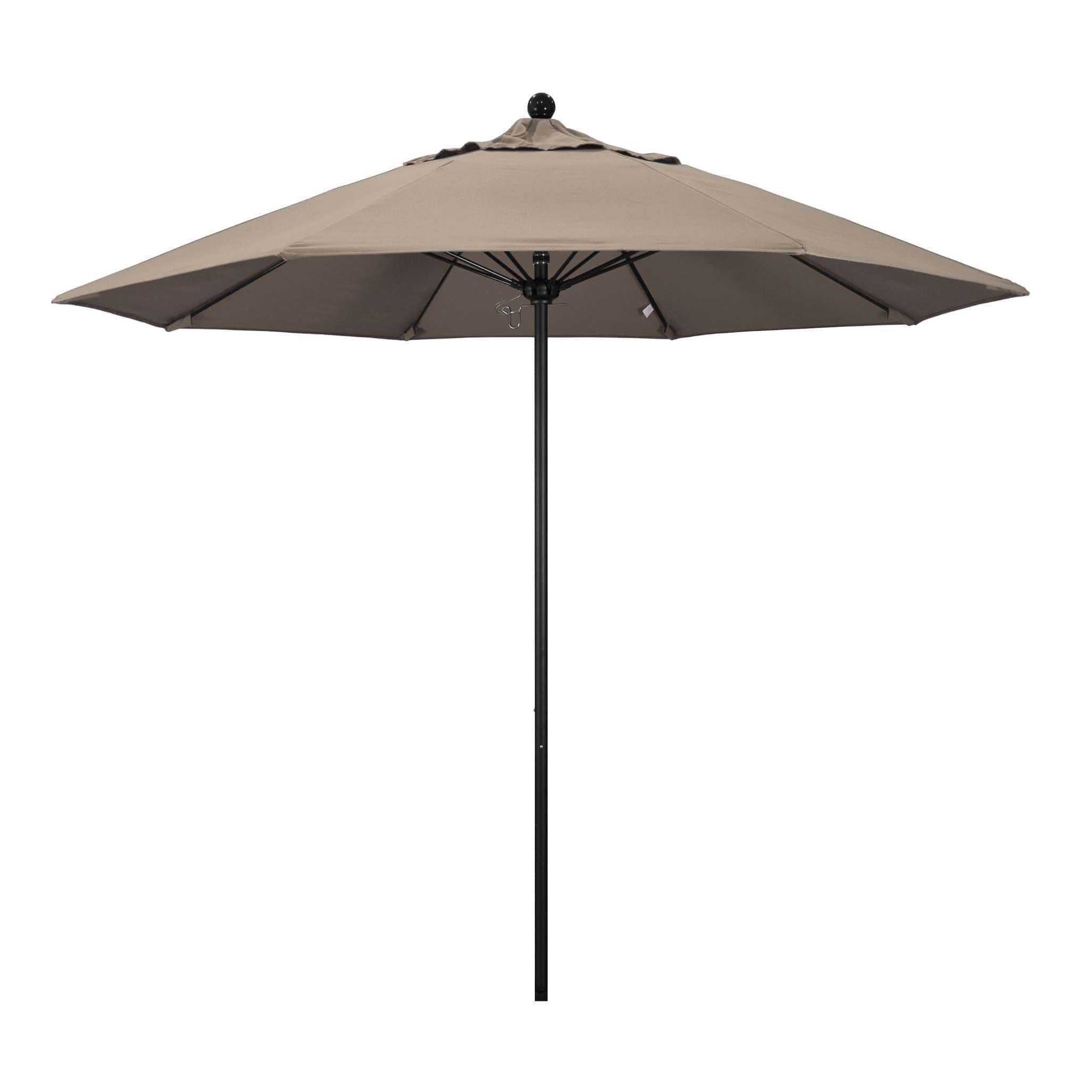 California Umbrellas Taupe 9' Patio Umbrella Black Pole, Sunbrella Canopy CAL-ALTO908302-5461