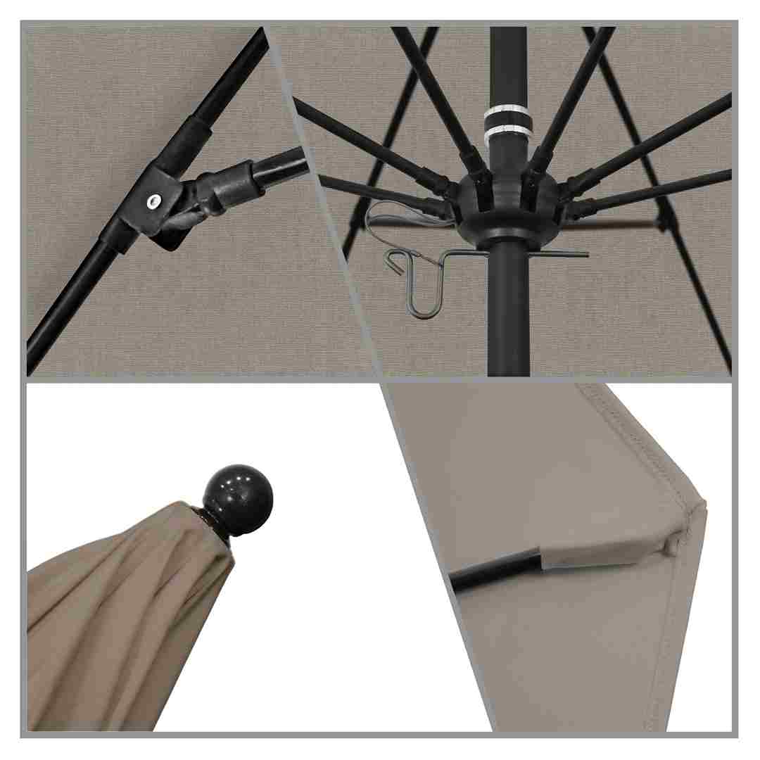 California Umbrellas Taupe 9' Patio Umbrella Black Pole, Sunbrella Canopy CAL-ALTO908302-5461