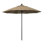 Heather Beige 9' Patio Umbrella Black Pole, Sunbrella Canopy