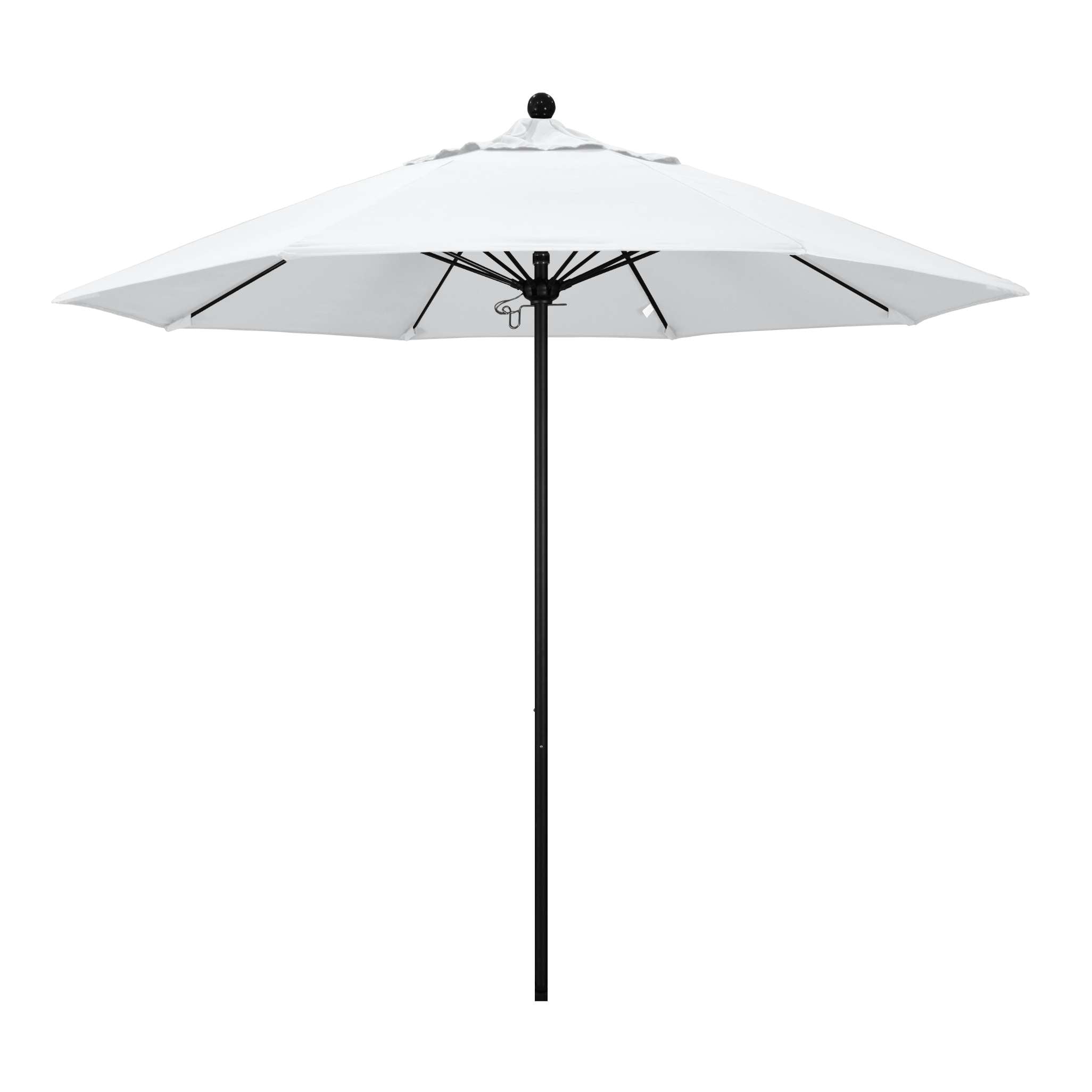 California Umbrellas White 9' Patio Umbrella Black Pole, Olefin Canopy CAL-ALTO908302-F04