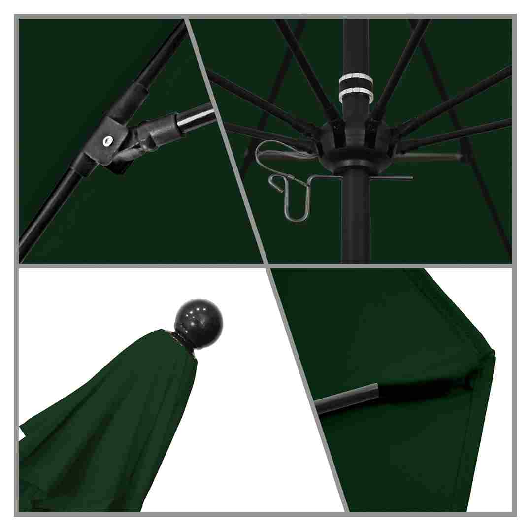 California Umbrellas Hunter Green 9' Patio Umbrella Black Pole, Olefin Canopy CAL-ALTO908302-F08