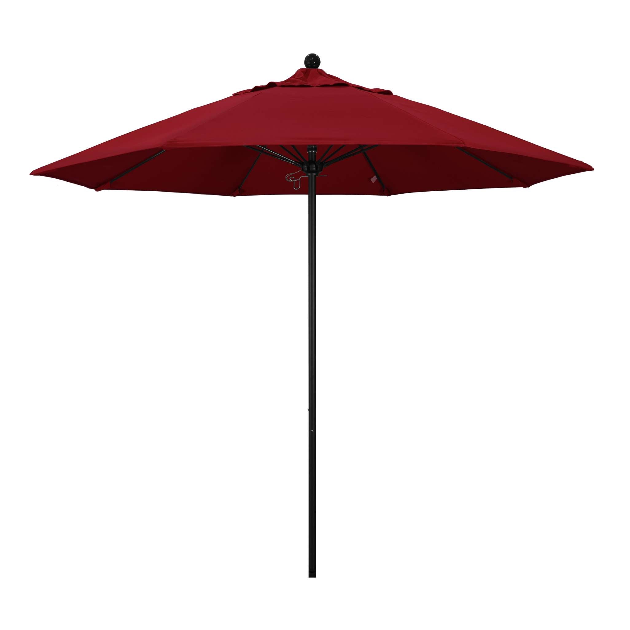 California Umbrellas Red 9' Patio Umbrella Black Pole, Olefin Canopy CAL-ALTO908302-F13