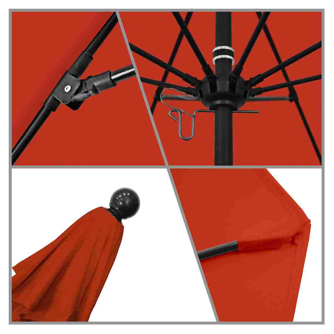 California Umbrellas Sunset 9' Patio Umbrella Black Pole, Olefin Canopy CAL-ALTO908302-F27