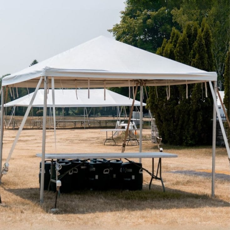 Chivari 10x10 Frame Tent with Stakes – Heavy-Duty Commercial Event Tent AMT-BDL-FRT-10x10-WHT-STK-7F