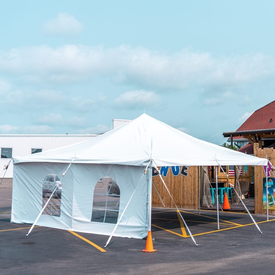 Chivari 20x20 Pole Tent with Stakes – Heavy-Duty Commercial Event Tent AMT-BDL-PLT-20x20-WHT-ALU-STK-7F