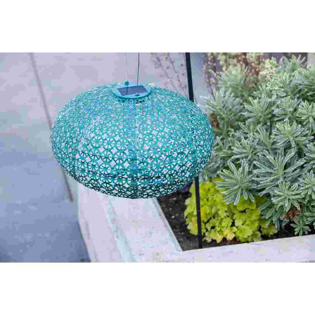 Allsop Metallic Emerald Allsop Oval Wagon Wheel 14" x 9" Solar Lantern ASP-32027