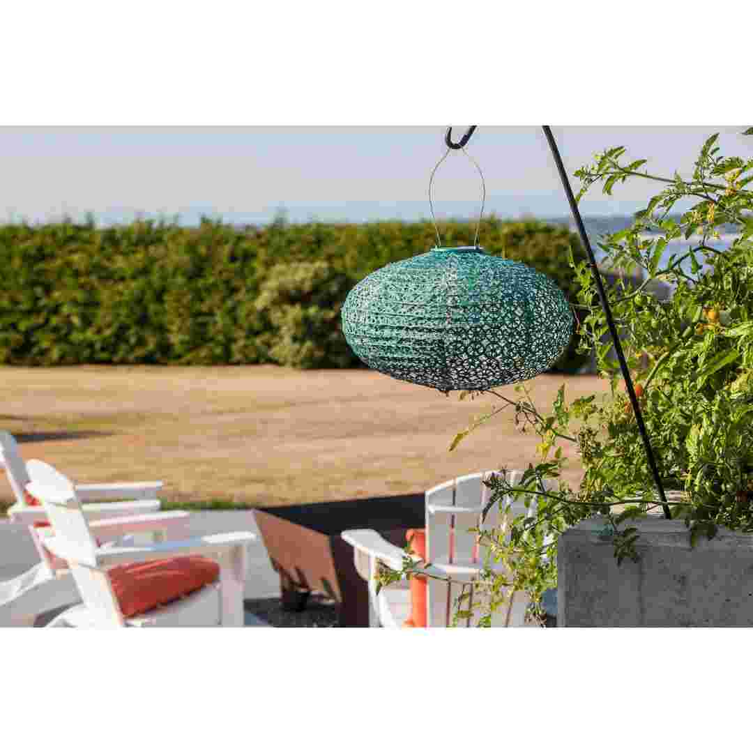 Allsop Metallic Emerald Allsop Oval Wagon Wheel 14" x 9" Solar Lantern ASP-32027