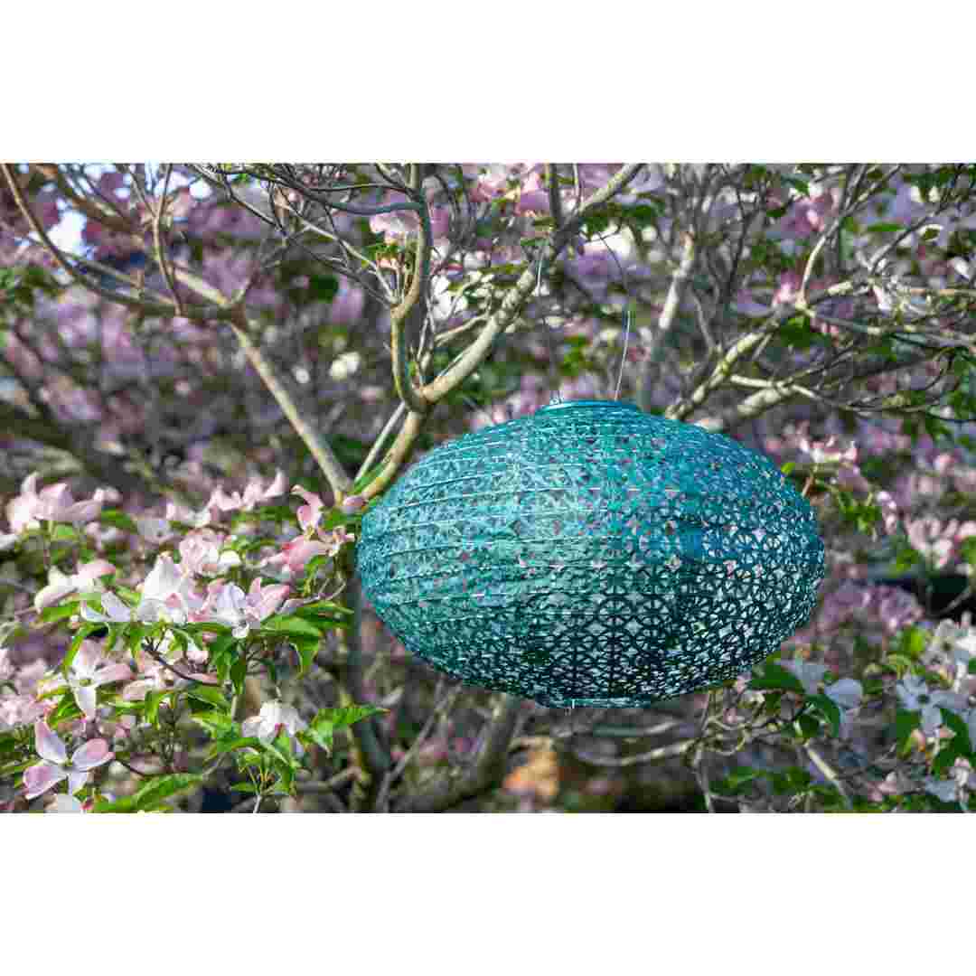Allsop Metallic Emerald Allsop Oval Wagon Wheel 14" x 9" Solar Lantern ASP-32027