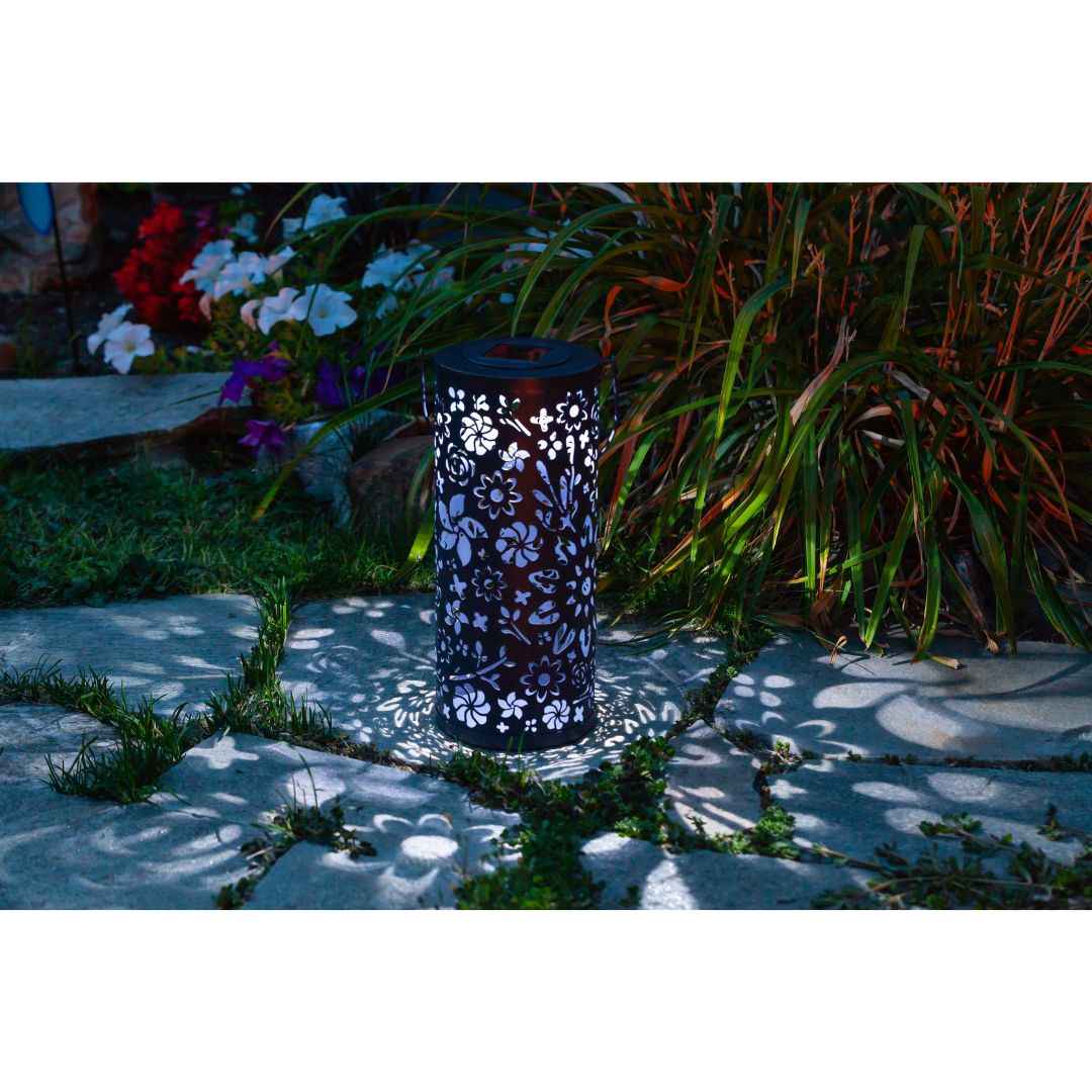 Allsop Midnight Blue Allsop Bloom Lantern Punched Metal Solar Light ASP-32160