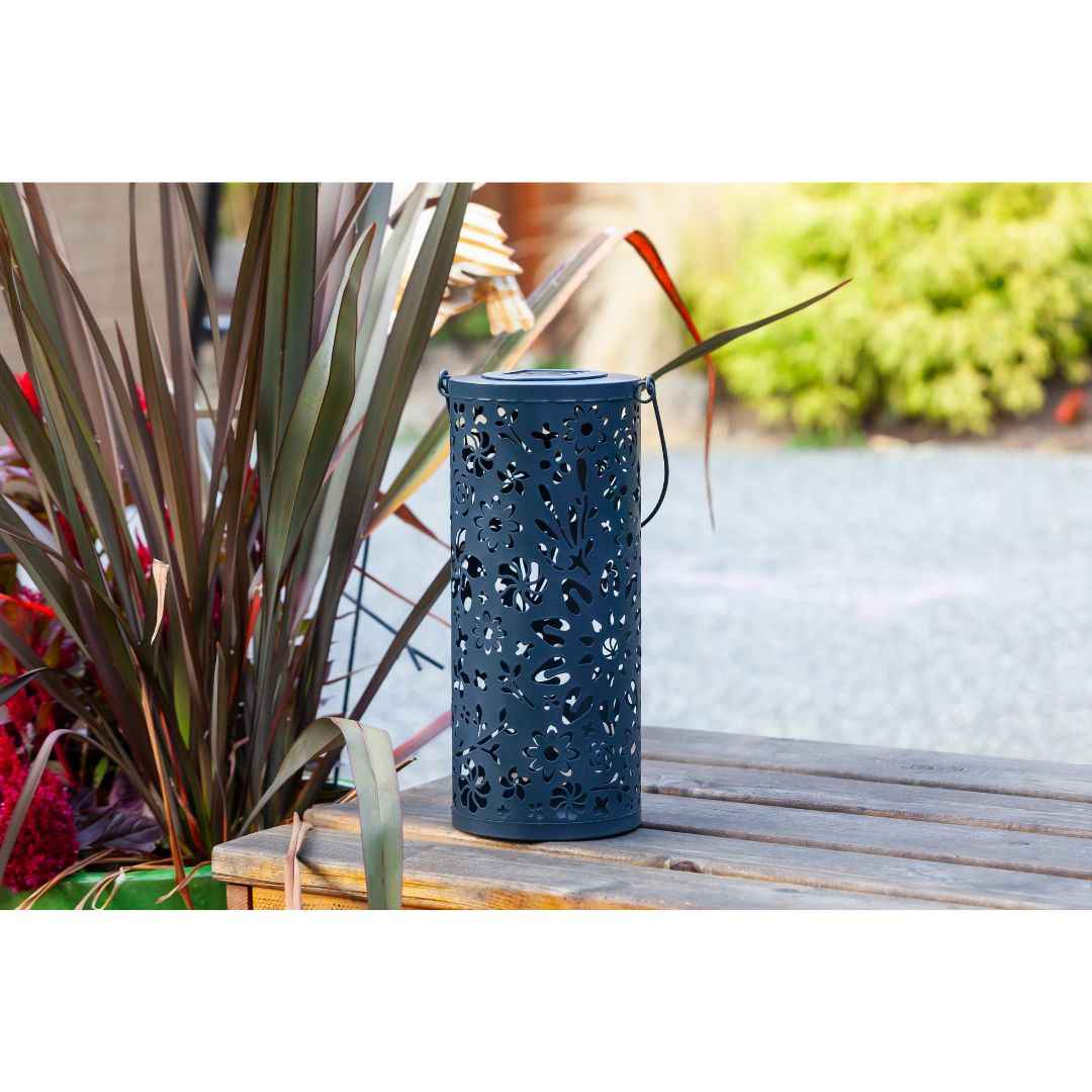 Allsop Midnight Blue Allsop Bloom Lantern Punched Metal Solar Light ASP-32160