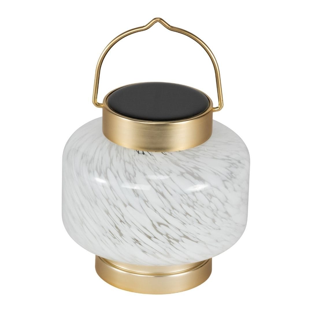 Allsop White Square Allsop Boaters Lantern Hand Blown Glass Solar Lantern ASP-32407