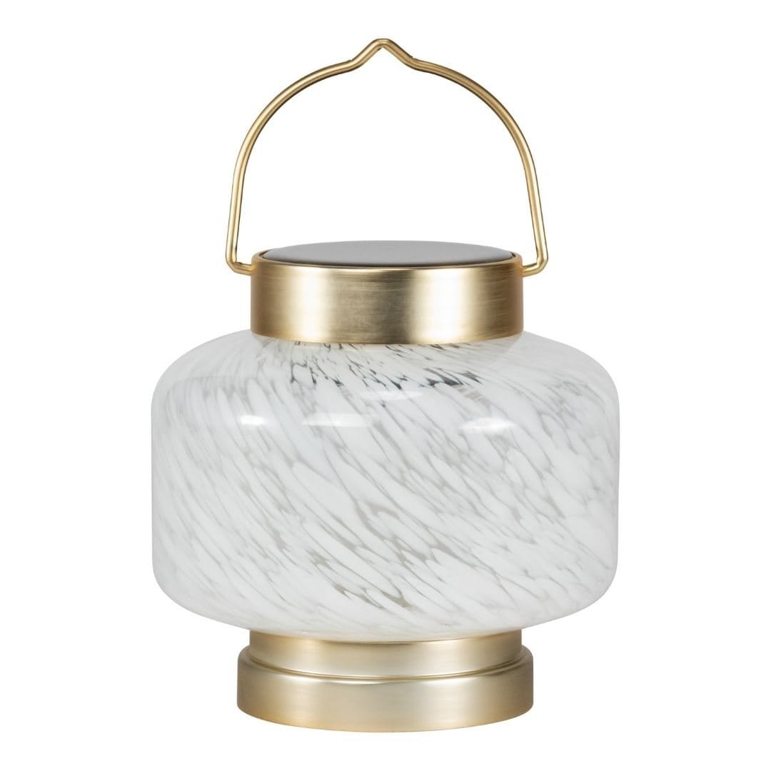 Allsop White Square Allsop Boaters Lantern Hand Blown Glass Solar Lantern ASP-32407
