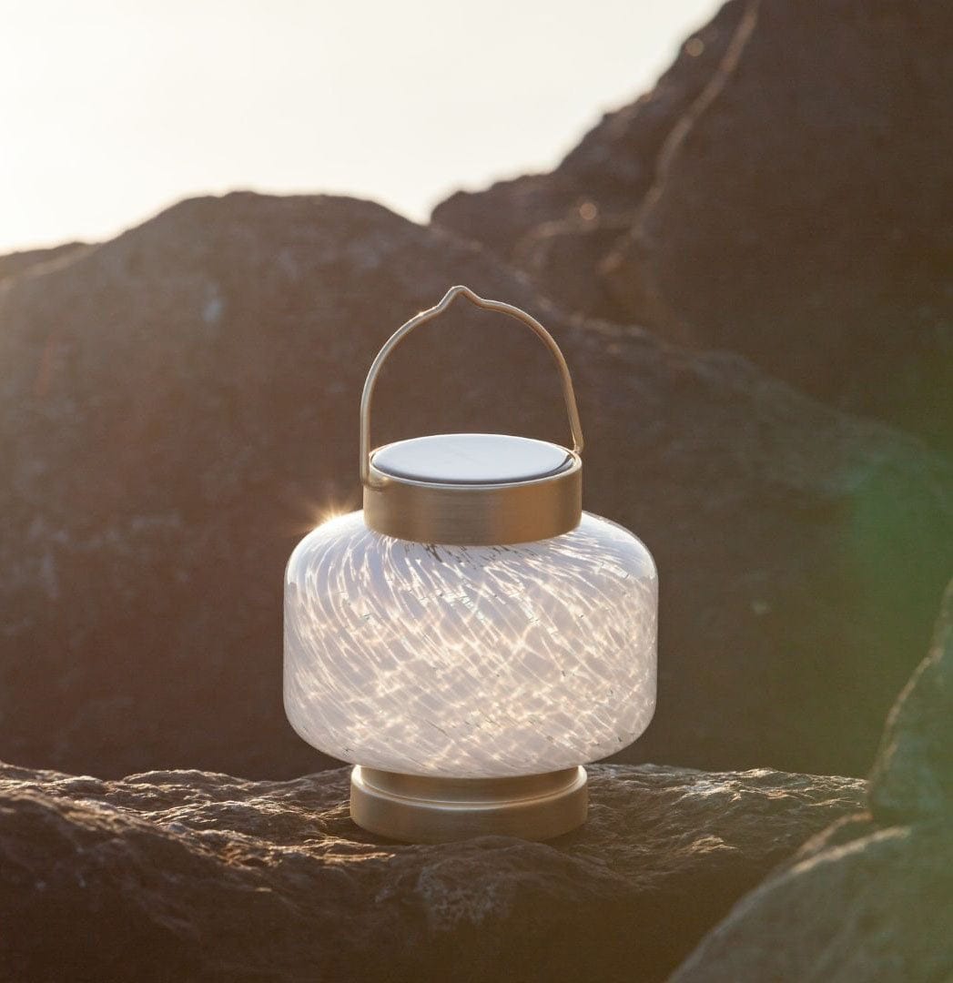 Allsop White Square Allsop Boaters Lantern Hand Blown Glass Solar Lantern ASP-32407