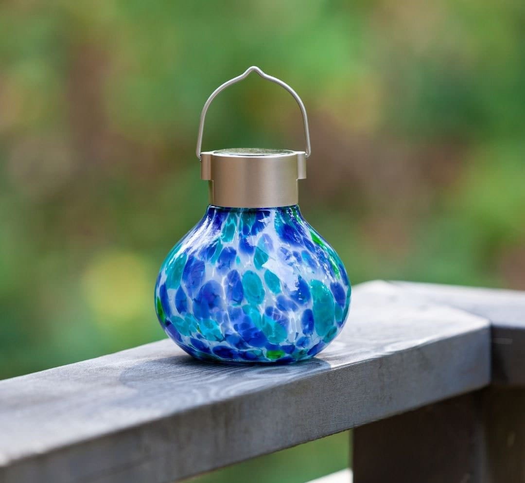 Allsop Tidal Blue Allsop Tea Lantern Hand Blown Glass Solar Lantern ASP-32462