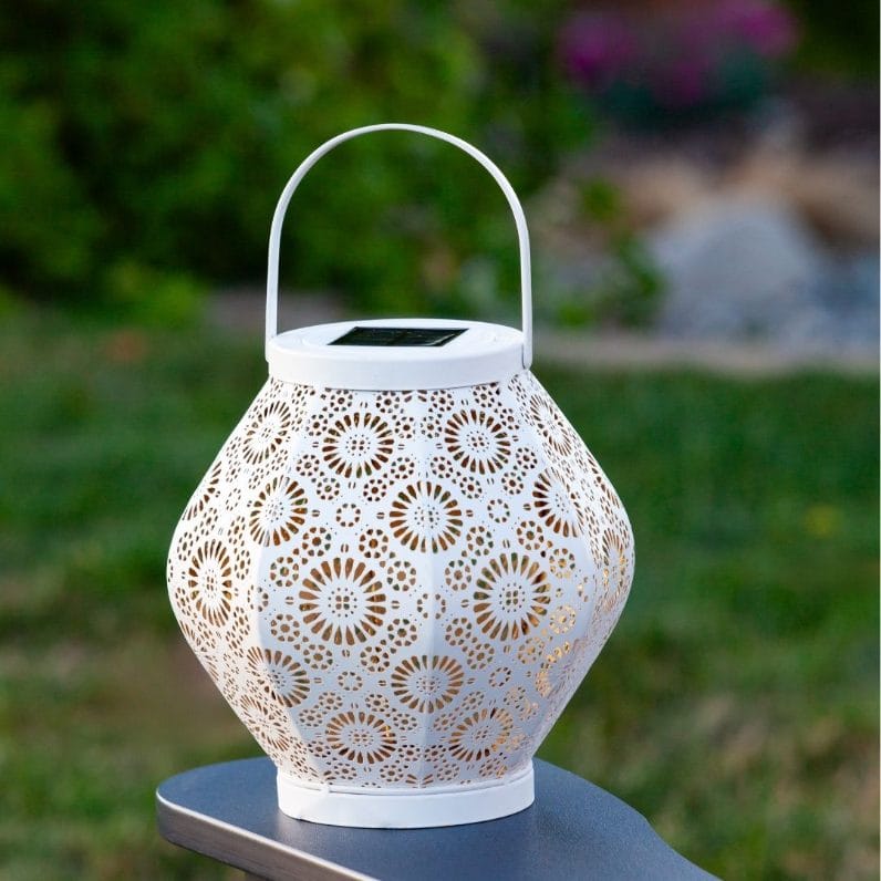 Allsop Cannoli Cream Allsop Daisy Lantern Punched Metal Solar Light ASP-32617