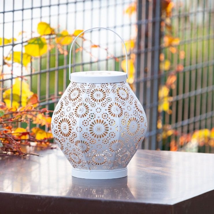 Allsop Cannoli Cream Allsop Daisy Lantern Punched Metal Solar Light ASP-32617