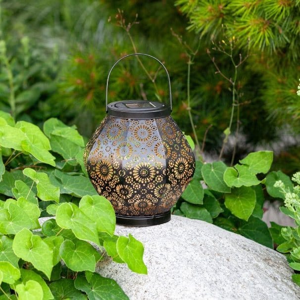 Allsop Black Allsop Daisy Lantern Punched Metal Solar Light ASP-32618