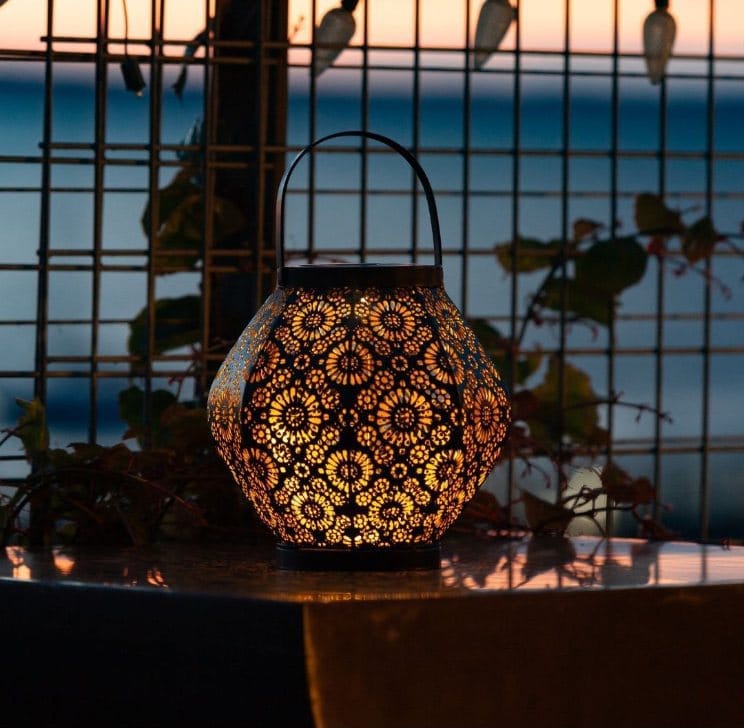 Allsop Black Allsop Daisy Lantern Punched Metal Solar Light ASP-32618