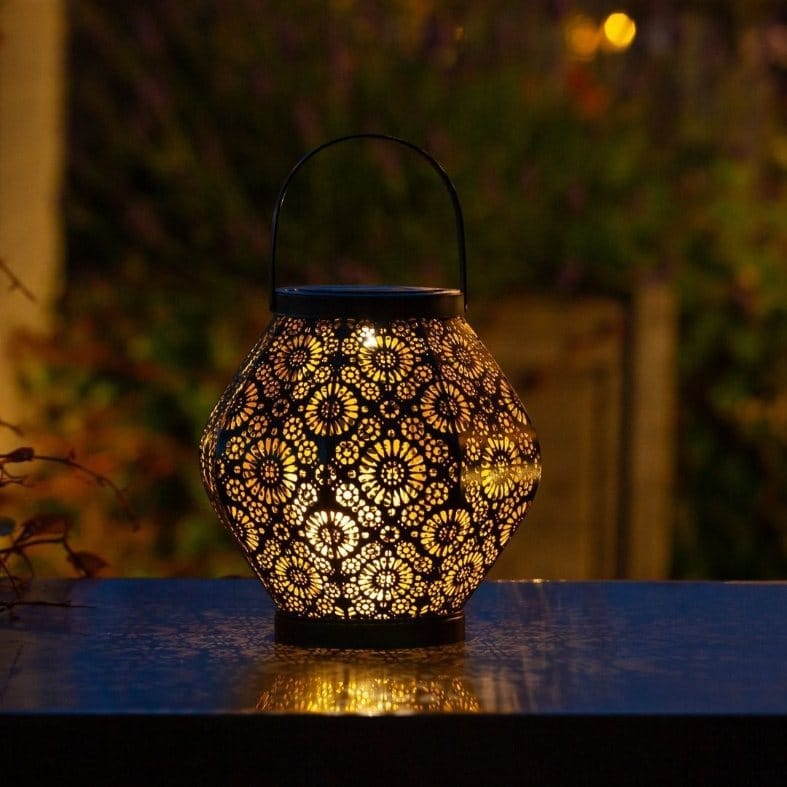 Allsop Black Allsop Daisy Lantern Punched Metal Solar Light ASP-32618
