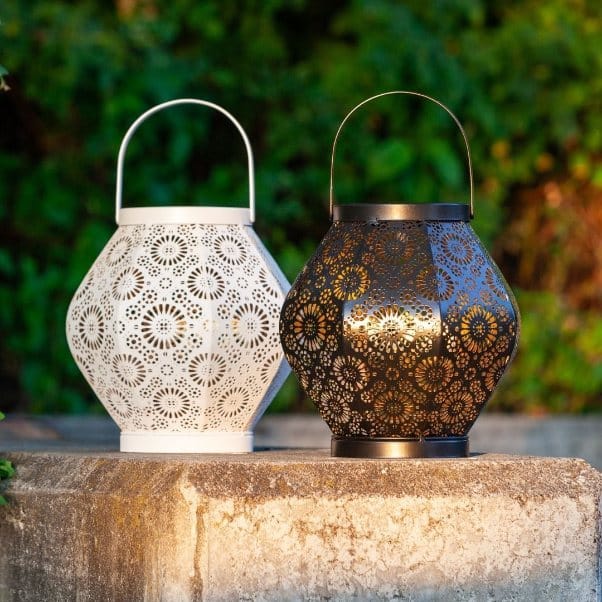 Allsop Black Allsop Daisy Lantern Punched Metal Solar Light ASP-32618
