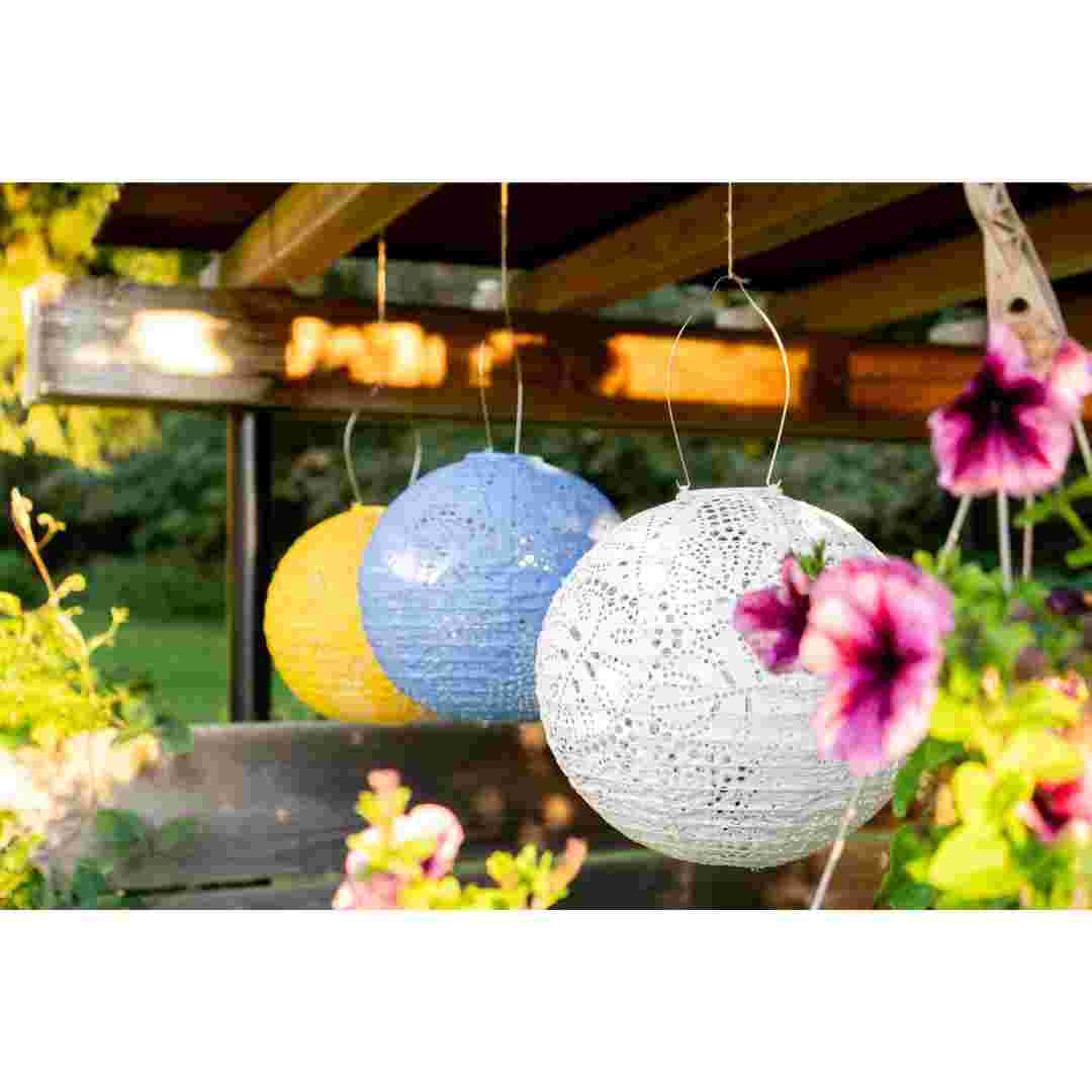 Allsop Cornflower Blue Allsop Monstera 12" Globe Soji Stella Solar Lantern ASP-32812