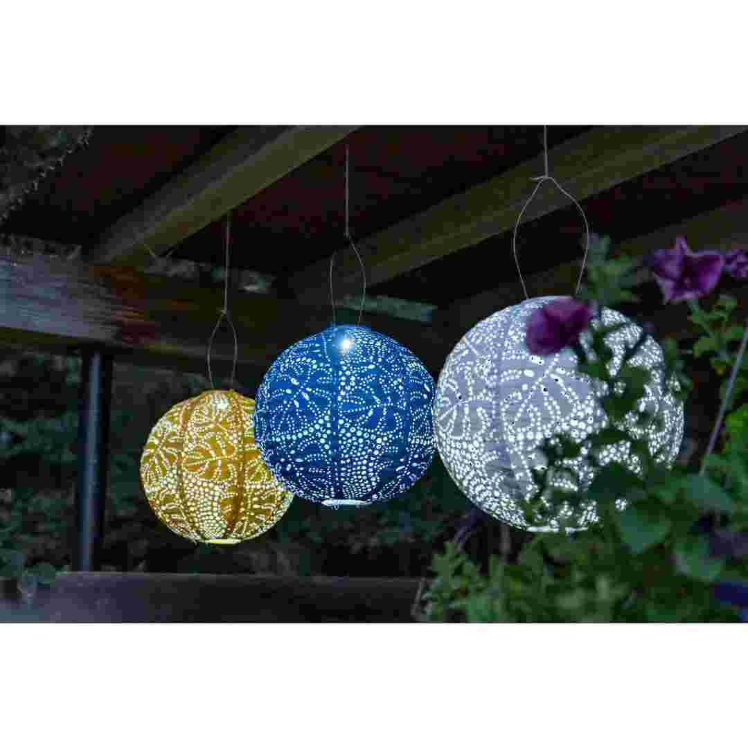 Allsop Cornflower Blue Allsop Monstera 12" Globe Soji Stella Solar Lantern ASP-32812