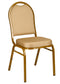 Chivari Beige Patterned Fabric Gold Steel Frame Dome Back Banquet Chair CQDFBE-ZF-T