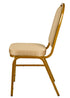 Chivari Beige Patterned Fabric Gold Steel Frame Dome Back Banquet Chair CQDFBE-ZF-T