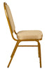 Chivari Beige Patterned Fabric Gold Steel Frame Dome Back Banquet Chair CQDFBE-ZF-T
