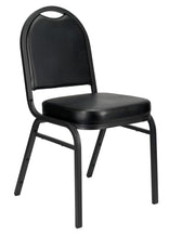 Black Vinyl Black Steel Frame Dome Back Banquet Chair