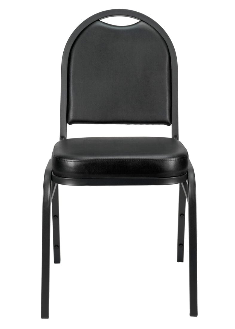 Chivari Black Vinyl Black Steel Frame Dome Back Banquet Chair CQDVBB-ZF-T