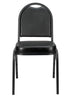 Chivari Black Vinyl Black Steel Frame Dome Back Banquet Chair CQDVBB-ZF-T