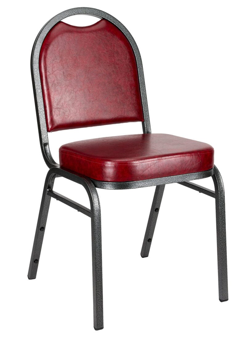 Chivari Burgundy Vinyl Silver Steel Frame Dome Back Banquet Chair CQDVBU-ZF-T