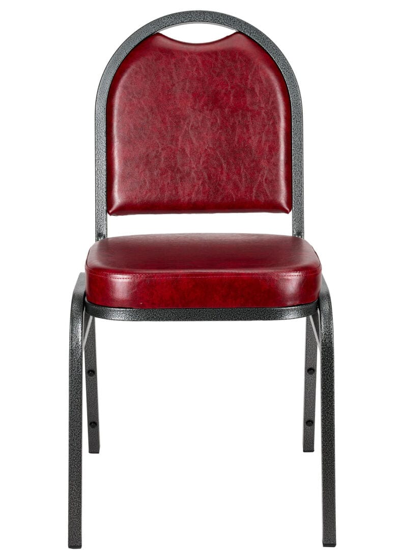 Chivari Burgundy Vinyl Silver Steel Frame Dome Back Banquet Chair CQDVBU-ZF-T