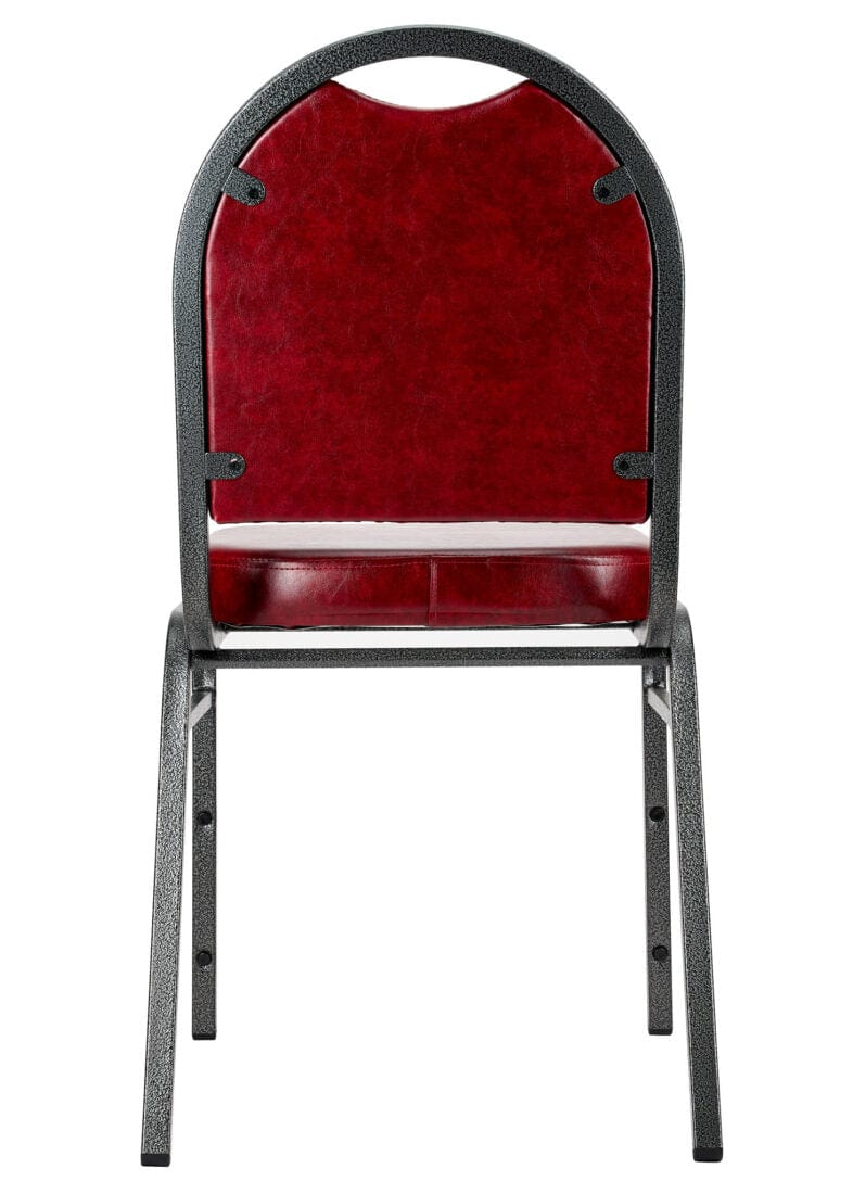 Chivari Burgundy Vinyl Silver Steel Frame Dome Back Banquet Chair CQDVBU-ZF-T