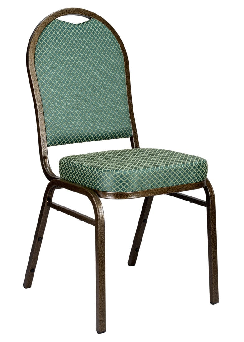 Chivari Green Patterned Fabric Gold Vein Steel Frame Dome Back Banquet Chair CQDFGR-ZF-T