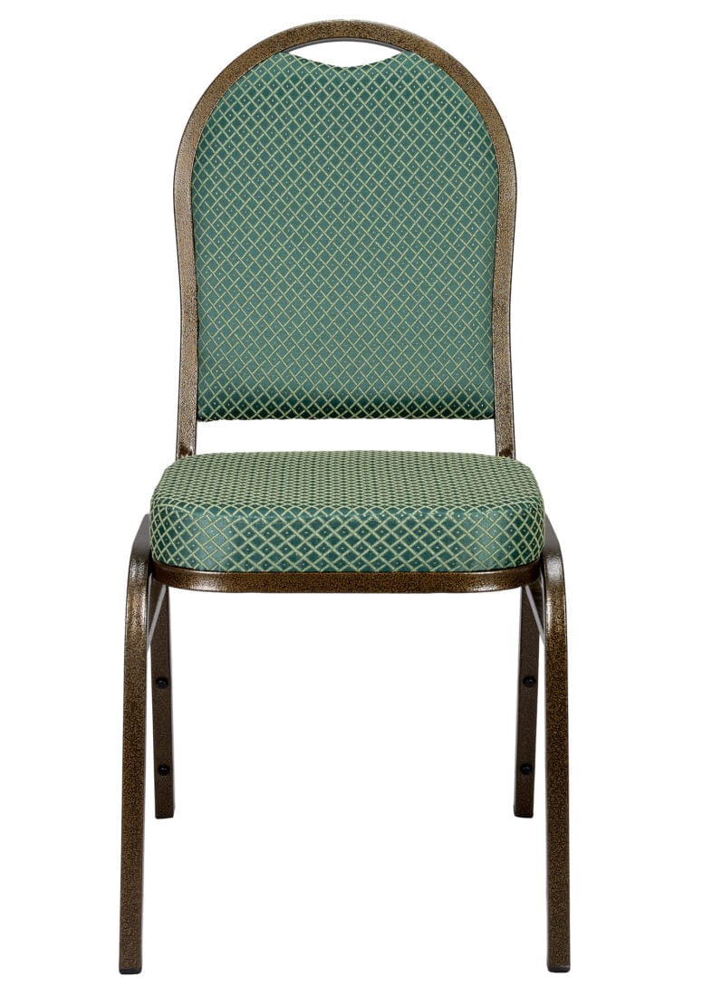Chivari Green Patterned Fabric Gold Vein Steel Frame Dome Back Banquet Chair CQDFGR-ZF-T
