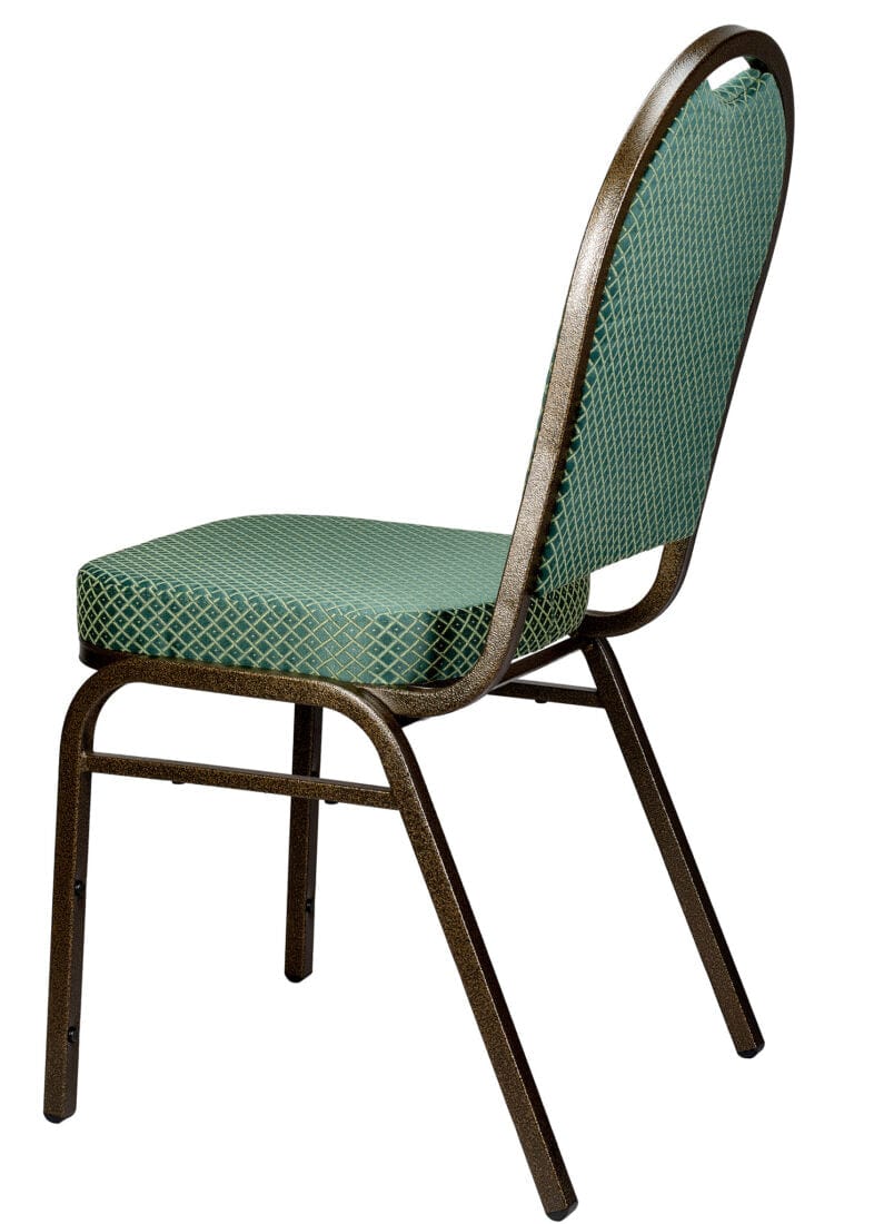 Chivari Green Patterned Fabric Gold Vein Steel Frame Dome Back Banquet Chair CQDFGR-ZF-T