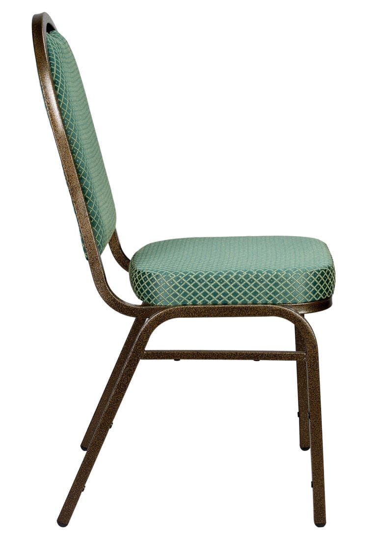 Chivari Green Patterned Fabric Gold Vein Steel Frame Dome Back Banquet Chair CQDFGR-ZF-T