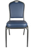 Chivari Navy Blue Vinyl Silver Vein Steel Frame Crown Back Banquet Chair CQCVBLU-ZF-T