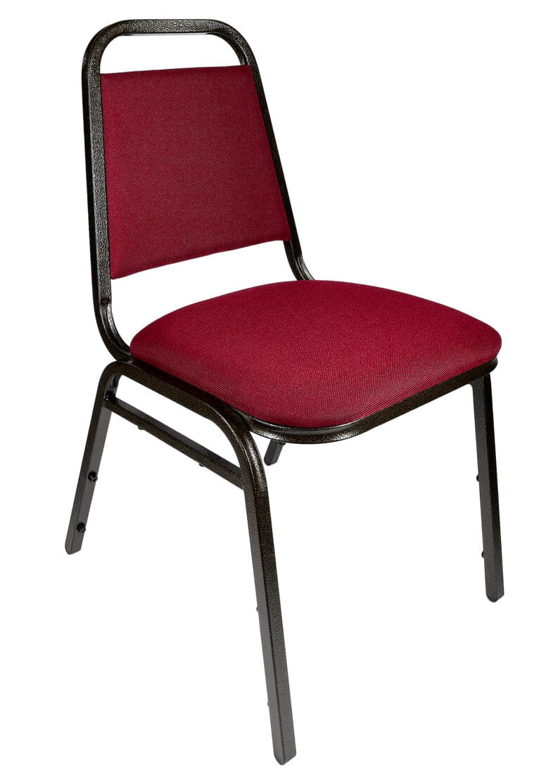 Chivari Burgundy Fabric Gold Vein Steel Frame Trapezoid Back 34" Banquet Chair CQTFBU4-ZF-T