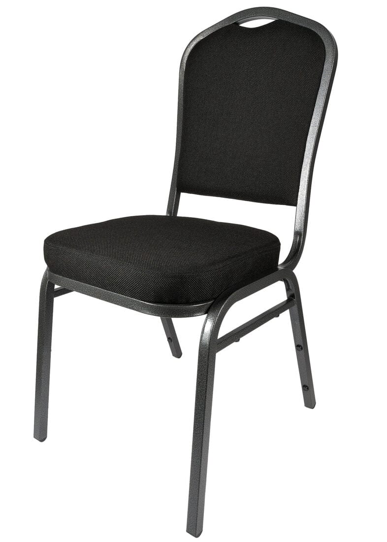 Chivari Black Fabric Silver Vein Steel Frame Crown Back Banquet Chair CQCFB-ZF-T